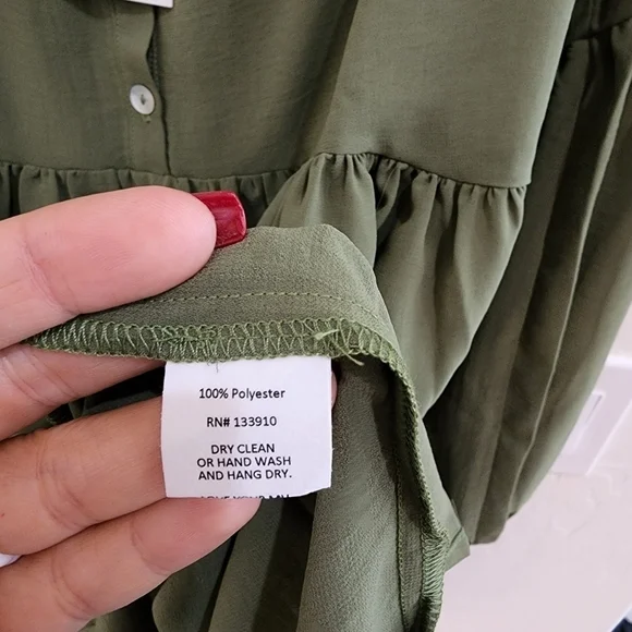SMYM | Sienna Swing Dress Army Green Chiffon Dress - Picture 8 of 9